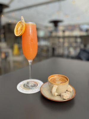 Blood orange mimosa and espresso at HarborView Bistro & Bar on January 14, 2024