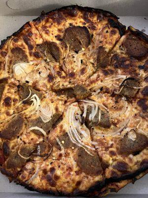 10" Cheese Pizza with meatball and onion