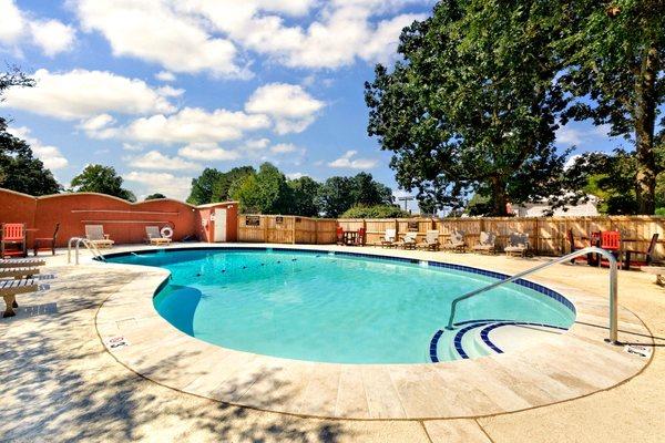 Poolside at the Markham Oaks apartments in Little Rock, Arkansas.