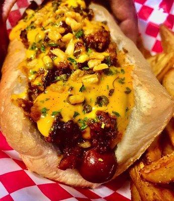 loaded vegan hotdog