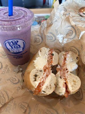 Lox, Bagel and Cream Cheese Sandwich Lunch