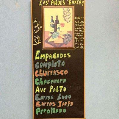 Los Andes Bakery * Empanadas * Completo * Churrasco * Ave Palta * Barros Luco * Barros Jarpa * Arrollado