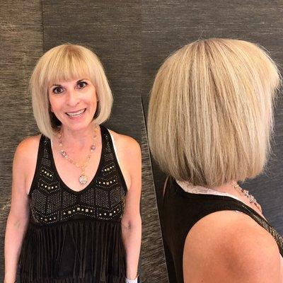 Blonde on blonde! Beautiful. Double process blonde and a Brazilian Blowout Smoothing treatment! Say bye bye to summer frizz!