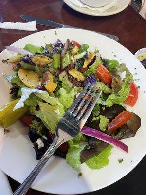 1/2 Greek salad with grilled veggies!! Yum