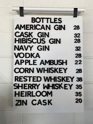 Bottle menu