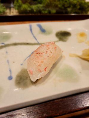 Hirame with cherry blossom salt