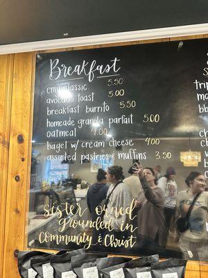 Breakfast food menu