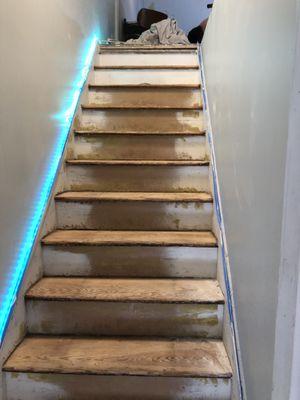 Stair repair and paint added led light