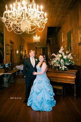 Bride in blue in the Grand Hall