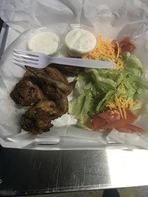 Whole wings and side salad