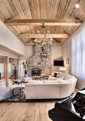 Rustic Great Room with natural materials