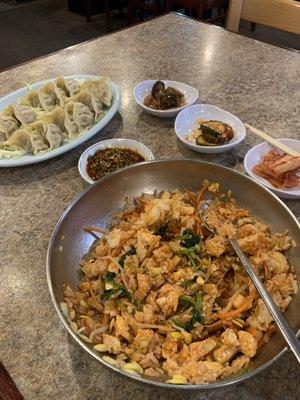 Bi bim bop and steamed dumplings. Very tasty.