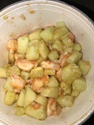 Tostada cerviche. With just shrimp and cucumbers