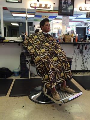 The wife getting a haircut