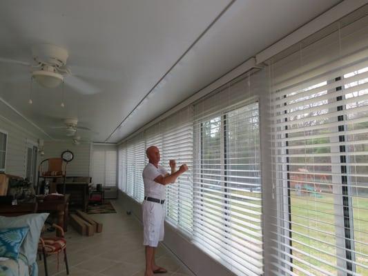 Tony, Finishing a 2" faux blind job Wilmington, NC