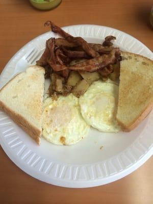 Eggs, bacon, home fries