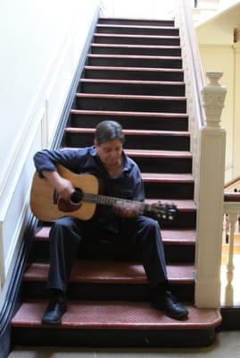 Playing my Martin on my steps..