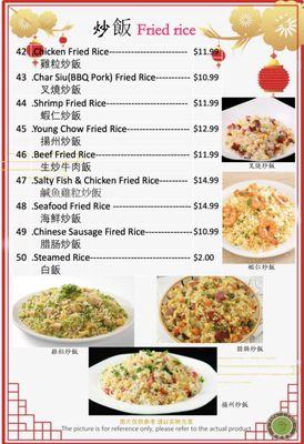 Our updated menu! - Fried Rice section