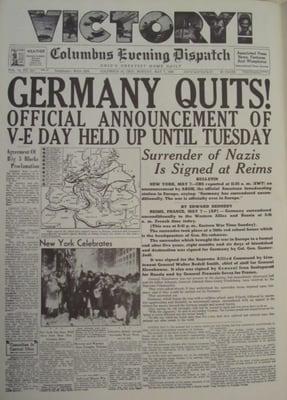 Front Page - May 7, 1945 - Germany Surrenders