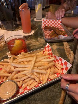 Fries and mozzarella sticks