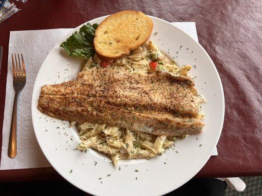 Fresh caught lake whitefish delicious pene with sautéed veggies