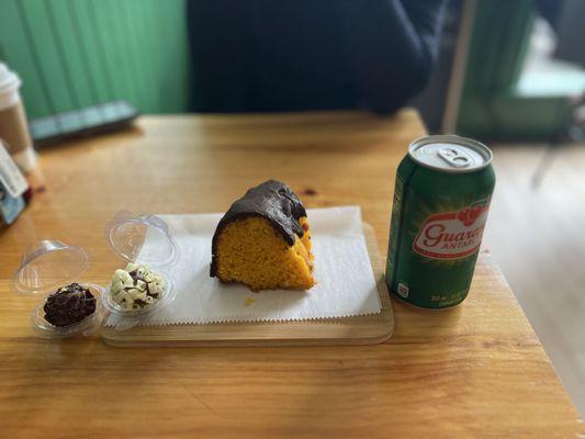 Brigadeiros, carrot cake, guarana