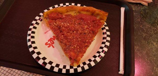 Sausage deep dish pizza