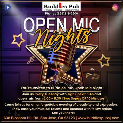 Open Mic Every Tuesday.