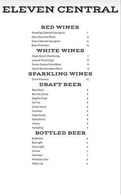 Drink menu