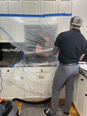 Cutting granite counter to accommodate new cooktop