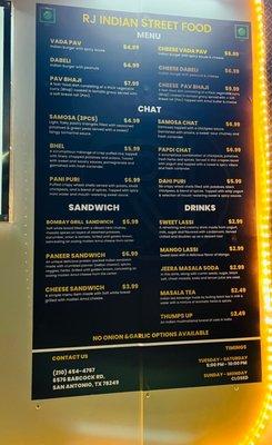 Food Truck Menu