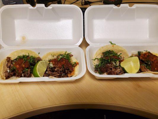 Carnitas and Carne Asada tacos to go