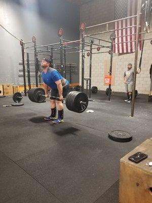 Jake working on a heavy hang clean