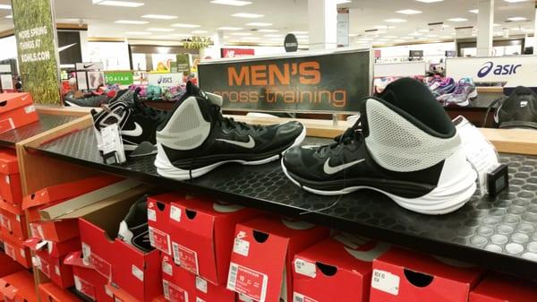 Basketball shoes in cross training section.  Can't find cross trainers.  I'll go look in the shirt department.