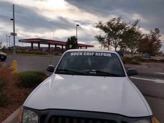 New lettering on the windshield.