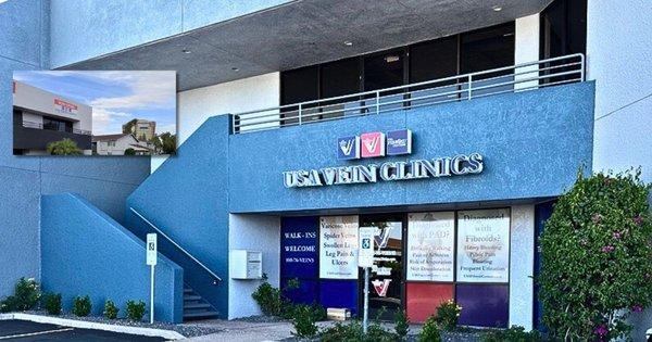 Back of USA Vein Clinics in Phoenix, AZ on 44th Street - please come to the back to find the entrance.