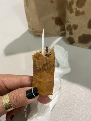 What happened?  a toothpick inside my spring rolls, I just bought this morning at Lam Van restaurant, it's horrible!!!