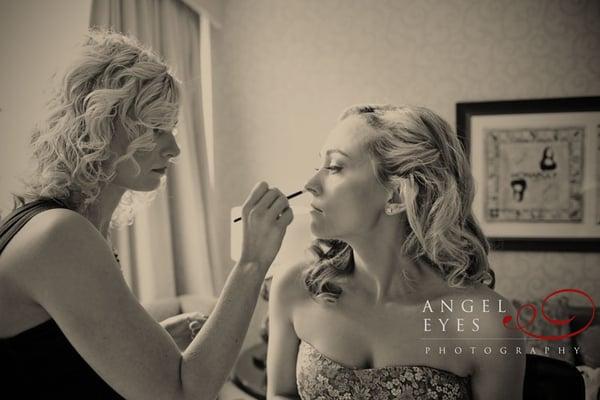 Dori Mae at work on a bride