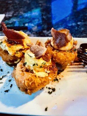 ""The Hideout" Fried Deviled Eggs with Bacon