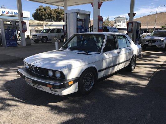 In Morro Bay, filling her up before the long trip to San Diego!