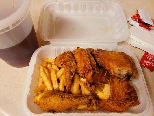 Half chicken with fries