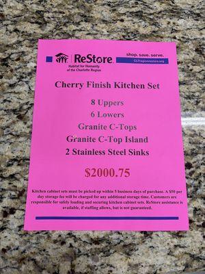 Cost for kitchen cabinet and countertop set