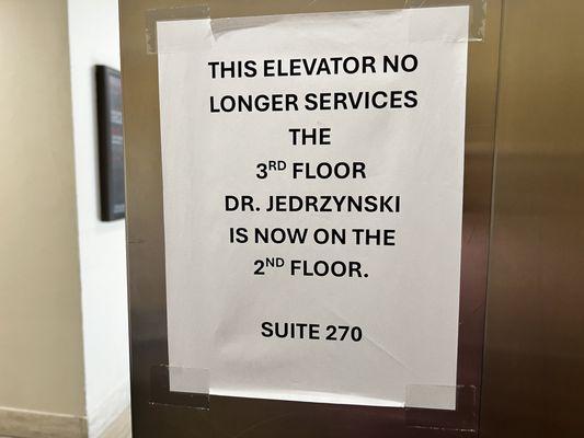 Sign in elevator new suite number