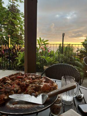 Pizza with great veranda view!