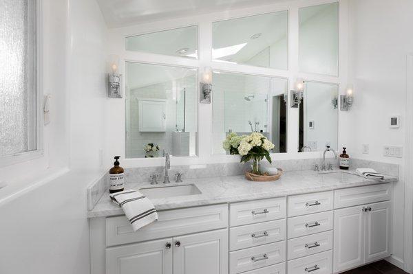 Paneled Wall Mirror and vanity.