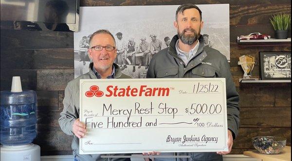 Mercy Rest Stop quarterly donation