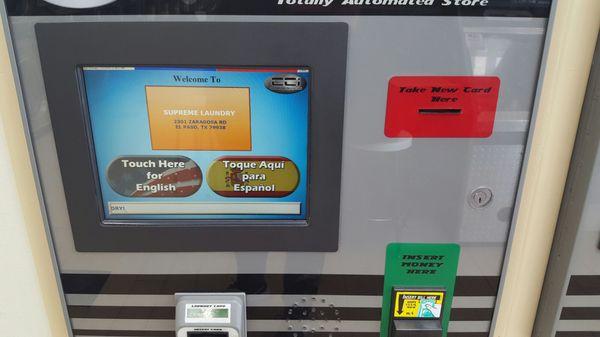 Machine to get new laundry card or add value to it