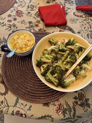 26. Egg Drop Soup and 113. Broccoli with Garlic Sauce