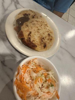 Curtido salad and pupusa