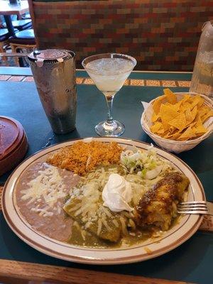 My perfect enchilada plate. And the best margarita in town.